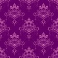 Lotus flower in mandala meditation style seamless pattern in violet tone background