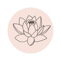 Lotus flower open bud icon for highlights. Blog design in social networks, mystical and mental health