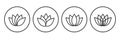 Lotus flower, outline and circle icon set Royalty Free Stock Photo