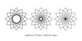 Lotus flower set collection, floral mandala, stylized circular ornament, line art floral logo tattoo. Flower blossom symbols sign Royalty Free Stock Photo