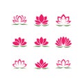 Lotus flower set. lotus symbol or icon for spa salon, yoga class or wellness industry Royalty Free Stock Photo