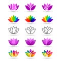 Lotus flower set made in various style and design Royalty Free Stock Photo