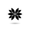 Lotus flower silhouette icon logo with shadow Royalty Free Stock Photo