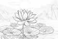 Lotus flower symbol of Wesak day. Outline drawing