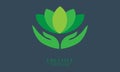 lotus flower and two hands looking up element icon logo Royalty Free Stock Photo