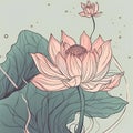 Lotus flower vector illustration. Hand drawn water lily illustration. Royalty Free Stock Photo