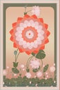 lotus flower vector illustration for traditional background, Pichwai lotus painting inspired