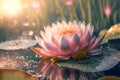 Lotus flower or waterlily on the lake at sunset Royalty Free Stock Photo