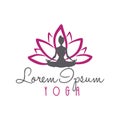 Lotus Flower, Woman Silhouette Yoga Logo Vector Royalty Free Stock Photo
