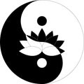 Lotus flower in Yin Yang symbol black and white