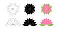 Lotus flowers. Lotus in flat deisgn, isolated on white background. Lotus Flower Logo. Flowers Harmony icons. Vector illustration Royalty Free Stock Photo