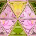 Lotus flowers and mosaic triangle stained glass background