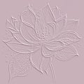 Lotus flowers textured emboss 3d pink seamless pattern. Floral embossed tropical background. Grunge backdrop. 3d lotus flower,