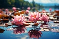 Lotus Flowers on Tranquil Waters. Serene Beauty and Calming Rhythms for Meditation and Relaxation Royalty Free Stock Photo