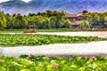 Lotus Garden Boat Buildings Summer Palace Beijing, China