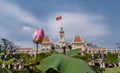 Lotus garden in front of City Hall, or Ho Chi Minh City People`s Committee Head Office. Vietnam Royalty Free Stock Photo