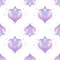 Lotus Henna illustration doodle tattoo seamless pattern gradation color for digital printing fabric wallpaper with pink purple