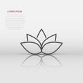 Lotus icon in flat style. Flower leaf vector illustration on white isolated background. Blossom plant business concept Royalty Free Stock Photo