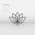 Lotus icon in flat style. Flower leaf vector illustration on white isolated background. Blossom plant business concept Royalty Free Stock Photo