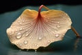 lotus leaf floating on water with raindrops Royalty Free Stock Photo