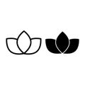 Lotus line and glyph icon. Floral vector illustration isolated on white. Flower outline style design, designed for web Royalty Free Stock Photo