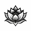 Lotus Linocut Woodcut Print: Black And White Vector With Spiritualcore Style