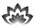 Vector drawing of a lotus in black color yin yang.