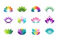 lotus logo, lotus flower logo symbol, lotus flowers logotype vector design