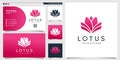 Lotus logo with modern gradient style and business card design template Premium Vector Royalty Free Stock Photo