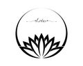 Lotus logo, water lily, Flower of Life. Sacred Geometry. Symbol of Harmony and Balance. Circle White Sign of purity. Chakra Yoga Royalty Free Stock Photo