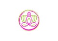 Lotus logo, woman yoga, pretty flower massage, beauty spa sense, relax nature wellness , and meditation concept design