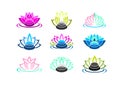 Lotus logo, zen stone symbol, spa icon, and health massage concept design Royalty Free Stock Photo