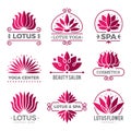 Lotus logotype. Nature botanical graphic symbols flowers for beauty spa salon vector decoration icon