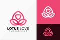 Lotus Love Logo Design. Creative Idea logos designs Vector illustration template Royalty Free Stock Photo