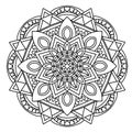 Lotus mandala line drawing for coloring therapy