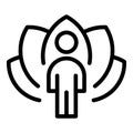 Lotus meditation icon outline vector. Ayurvedic lifestyle