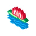 Lotus Nation Thailand Flower isometric icon vector illustration