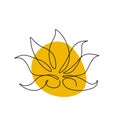 Lotus one line drawing vector floral botanical icon logo illustration minimal design