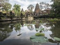 Lotus pond reflection in famous Bali temple, Ubud, Indonesia. Royalty Free Stock Photo