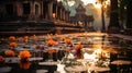 Lotus pond in Wat Mahathat, Ayutthaya, Thailand