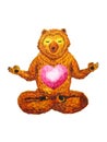 Lotus Pose Yoga, watercolor painting, chakra power, cute big bear