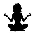 Lotus position yoga silhouette. Vector illustration Cartoon style. Isolated object on a white background. Royalty Free Stock Photo