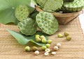Lotus seeds in the bamboo basket Royalty Free Stock Photo