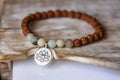 lotus silver metal pendant bracelet with natural amazonite mineral stone