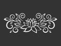 Lotus sketch. Plant motif. Flower design elements. Vector illustration. Elegant flower outline design. Gray symbol isolated on