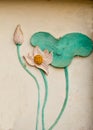 Lotus stucco sculpture decorate for temple wall Royalty Free Stock Photo