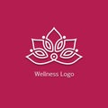 Lotus symbol icons. Vector floral labels for Wellness industry Royalty Free Stock Photo