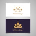 Lotus symbol icons. Vector floral labels for Wellness industry Royalty Free Stock Photo