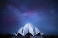 Lotus Temple Delhi India galaxy starry sky Royalty Free Stock Photo