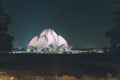 Lotus Temple at Delhi, India. Night time. Retro toning. temple of all religions. multi-faith temple Royalty Free Stock Photo